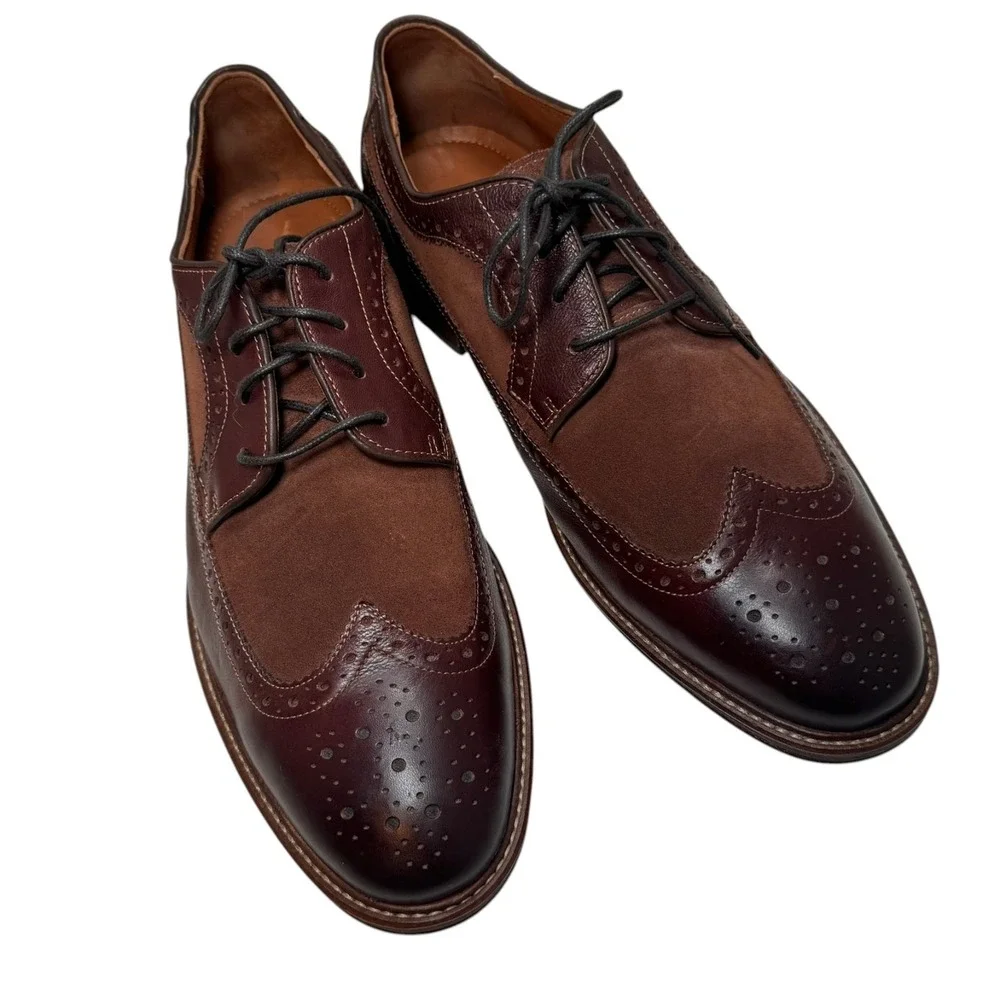 Johnston & Murphy Warner Wingtip Oxford Brown Suede Leather Shoes Men's 11 M‎